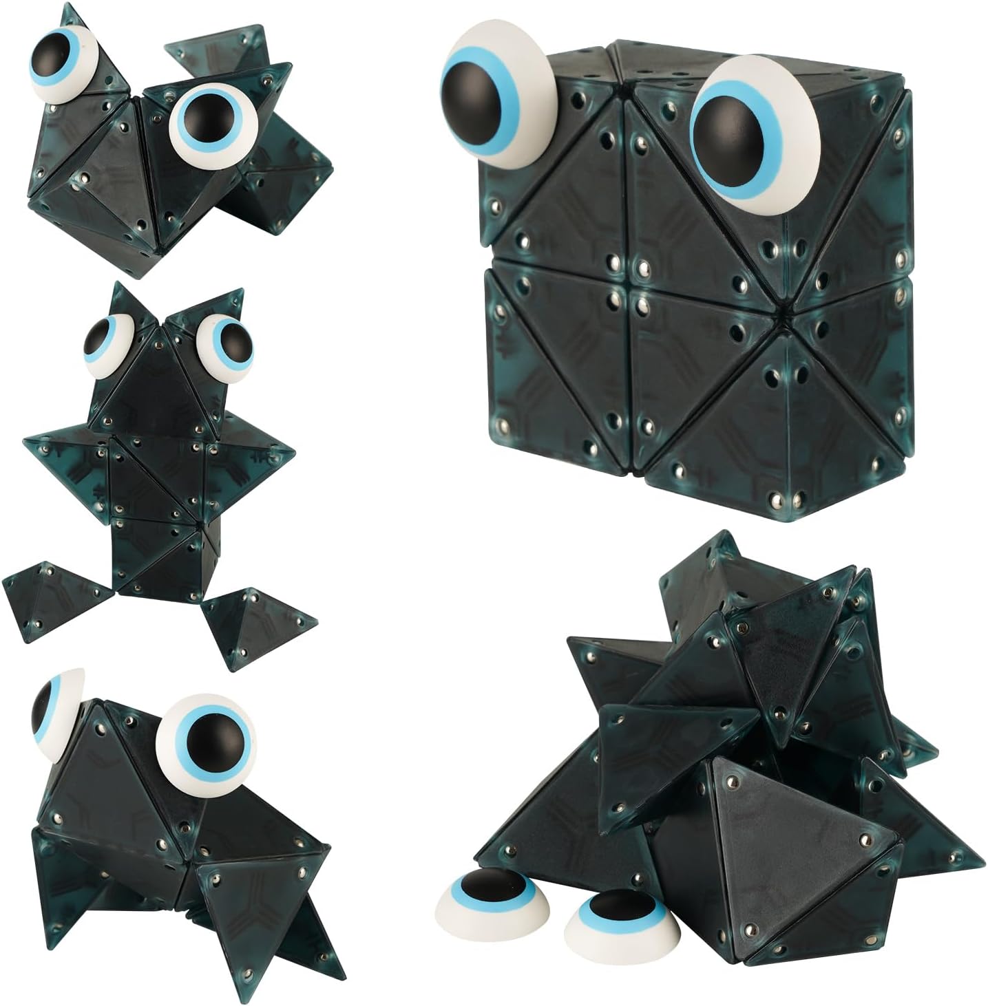 Magnetic Fidget Toys Desk Decor for Stress Relief, 22 Pcs Triangle Puzzle Magnet Fidget Balls Building Blocks for Teens & Adults, Girls, Boys (Dark Blue)