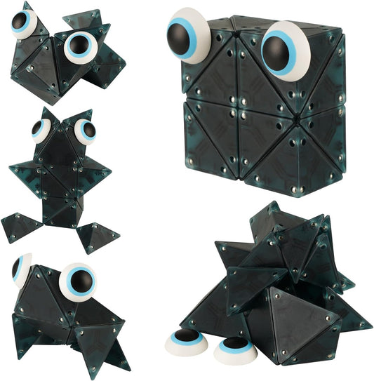 Magnetic Fidget Toys Desk Decor for Stress Relief, 22 Pcs Triangle Puzzle Magnet Fidget Balls Building Blocks for Teens & Adults, Girls, Boys (Dark Blue)