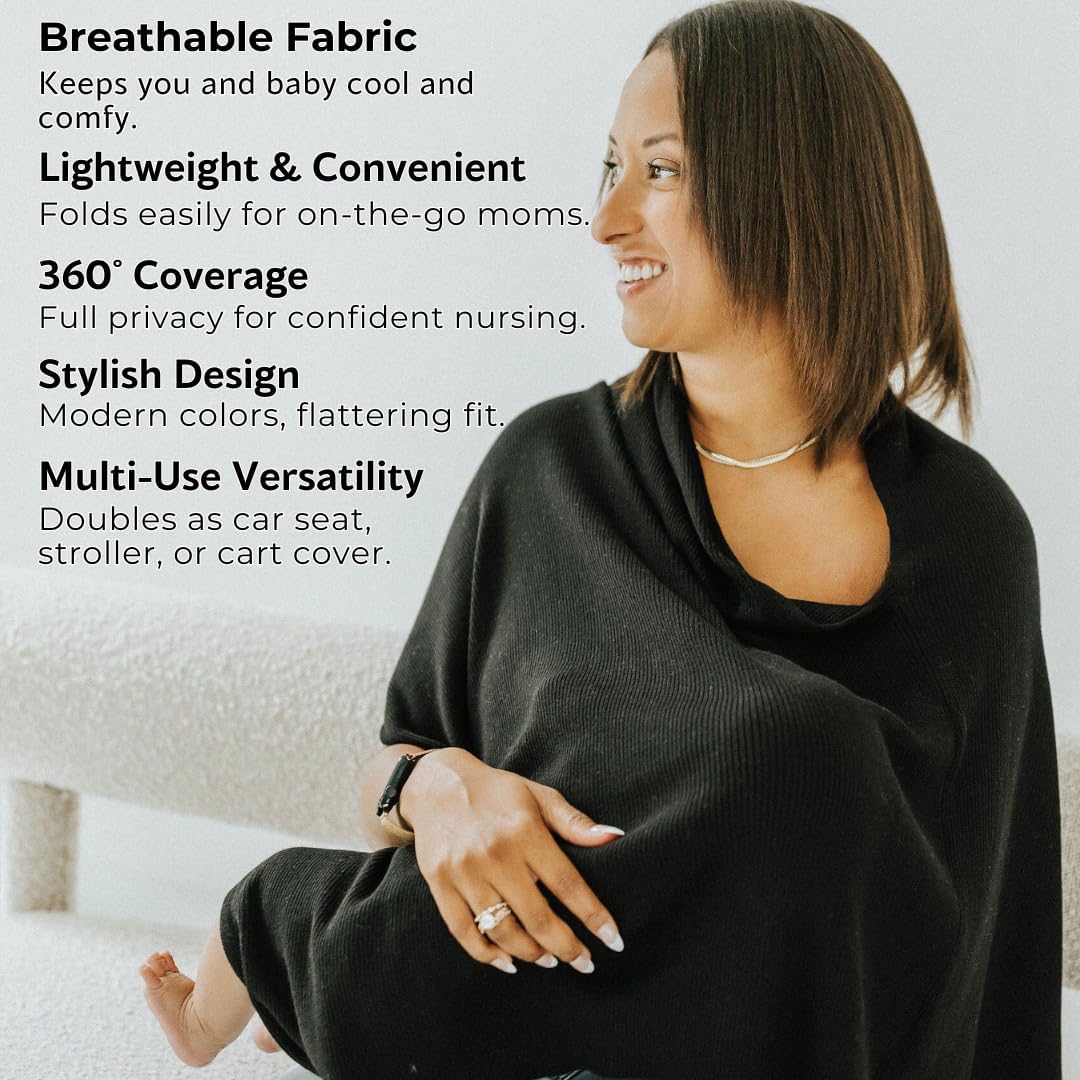 Breathable Nursing Cover Poncho – Stylish Multi-Use Breastfeeding Scarf, Car Seat Cover & Baby Blanket for Modern Moms