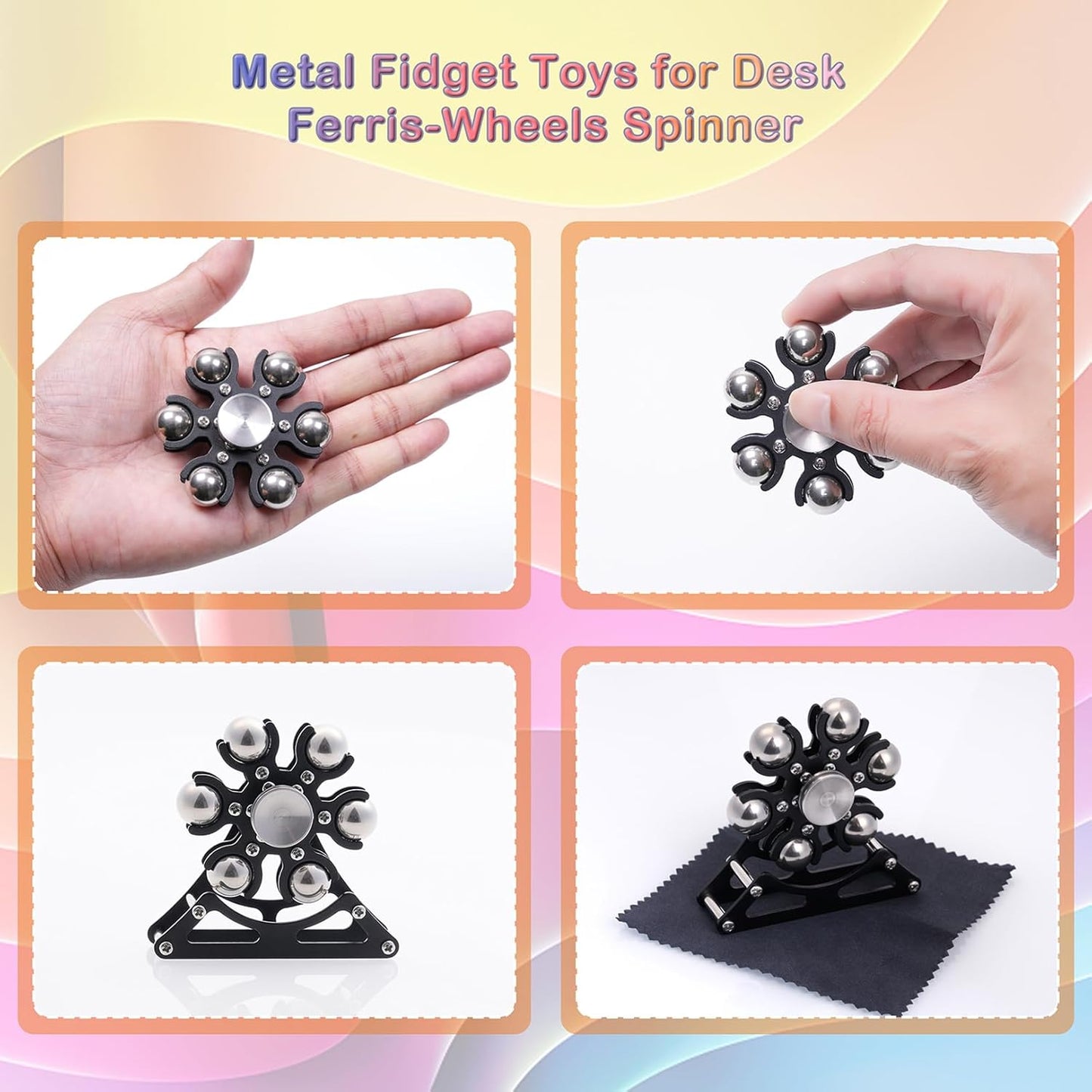 Desk-Fidget-Toys for Ferris-Wheels-Spinner: 4mins Kinetic-Metal-Spinner, Cool-Gadgets-Stuff for Kid Children Teen Adult EDC-Toy, ADHD Tools Stress Relief for Office Home School Men Woman Christmas