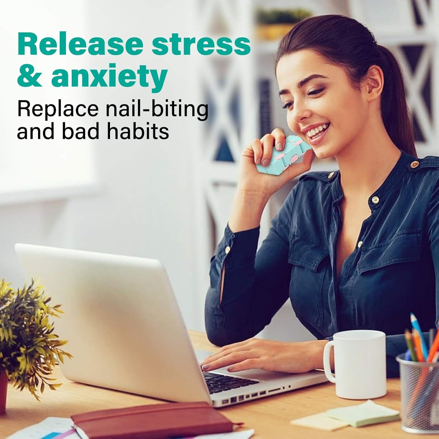 Infinity Cube Fidget Toy Stress Relieving Fidgeting Game for Kids and Adults,Cute Mini Unique Gadget for Anxiety Relief and Kill Time (Macaron Blue)