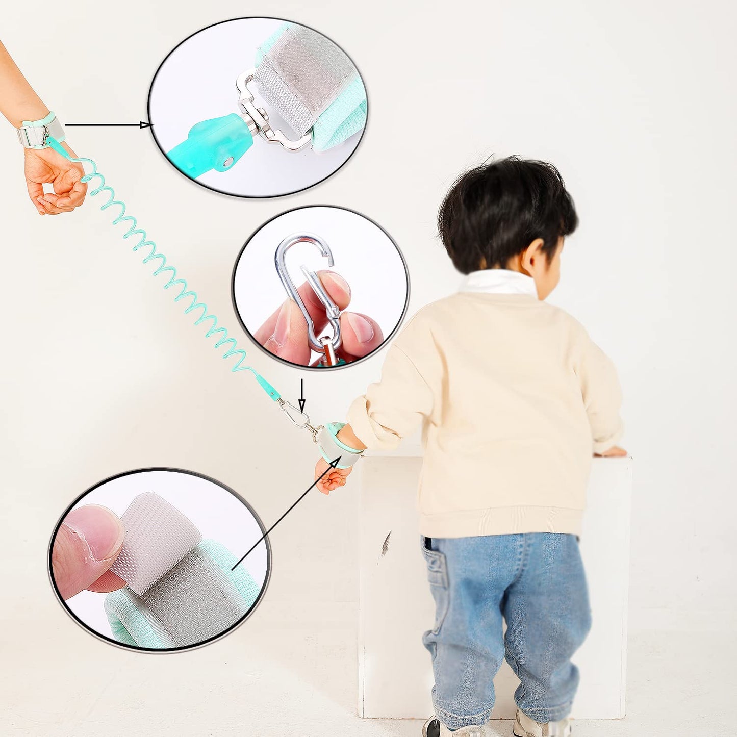 Toddler Leash-Baby Walking Safty Harness and Child Anti Lost Wrist Link for Girls/Boys Travel (Black)