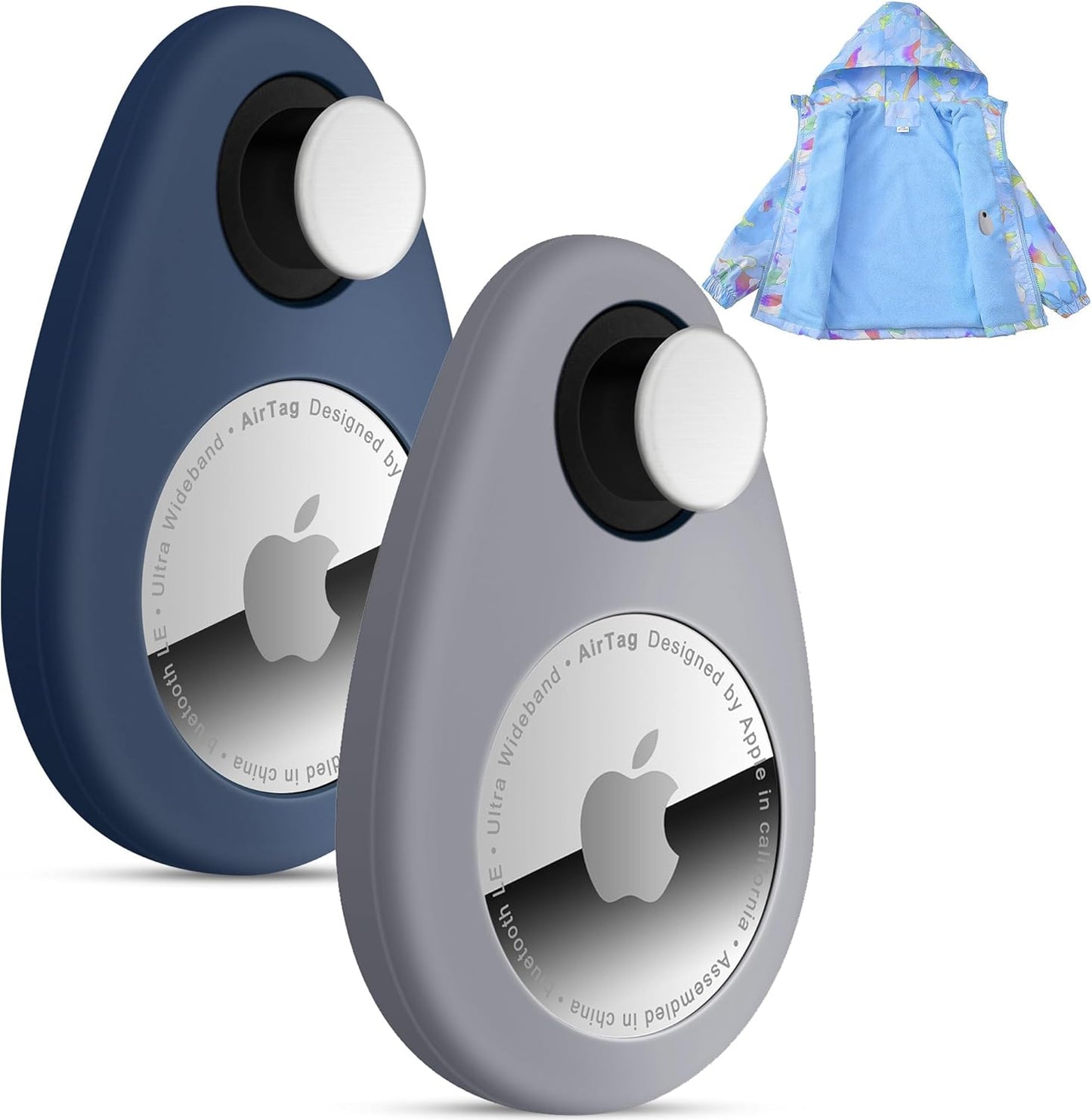 Airtag Holder for Kids Hidden 2 Pack Upgraded GPS Tracker Case, Anti-Removal Airtag Silicone Case with Safety Pins, Avoid Airtag Loss, Suitable for Children, Elderly, Pets, Backpack, Luggage