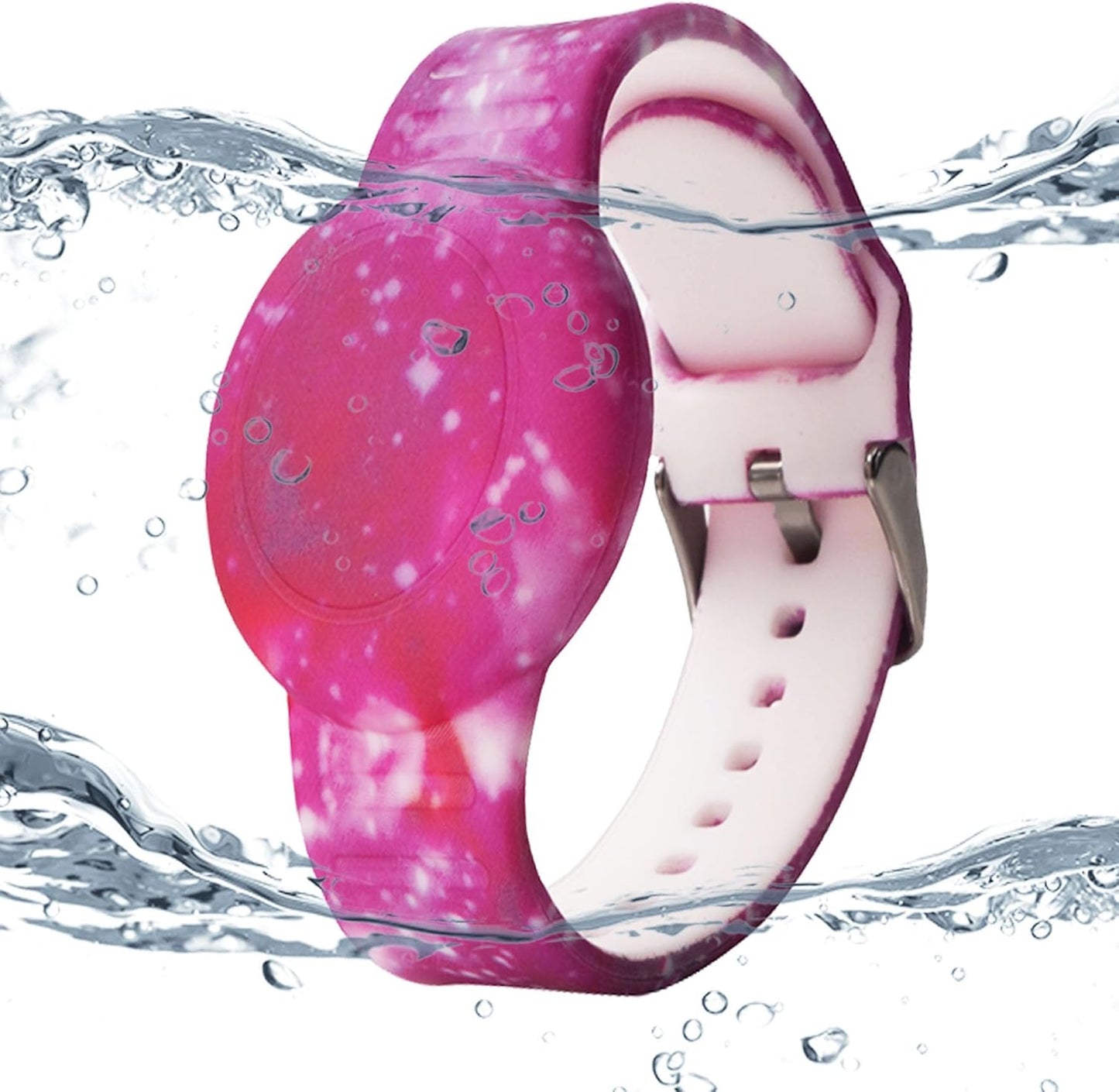 Waterproof AirTag Bracelet for Kids, Hidden Printed Wristband for Apple Air Tag, Silicone AirTag Holder GPS Tracker Case for Band for Child Toddler, Secure Anti-Lost Protection(Starry Sky Purple)