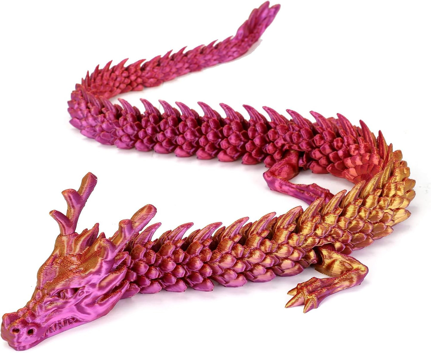 3D Printed Dragon, 17.7 Inch Articulated Dragon, Crystal Dragon, Dragon Fidget Toy, Home Office Decor Executive Desk Toys (Red)
