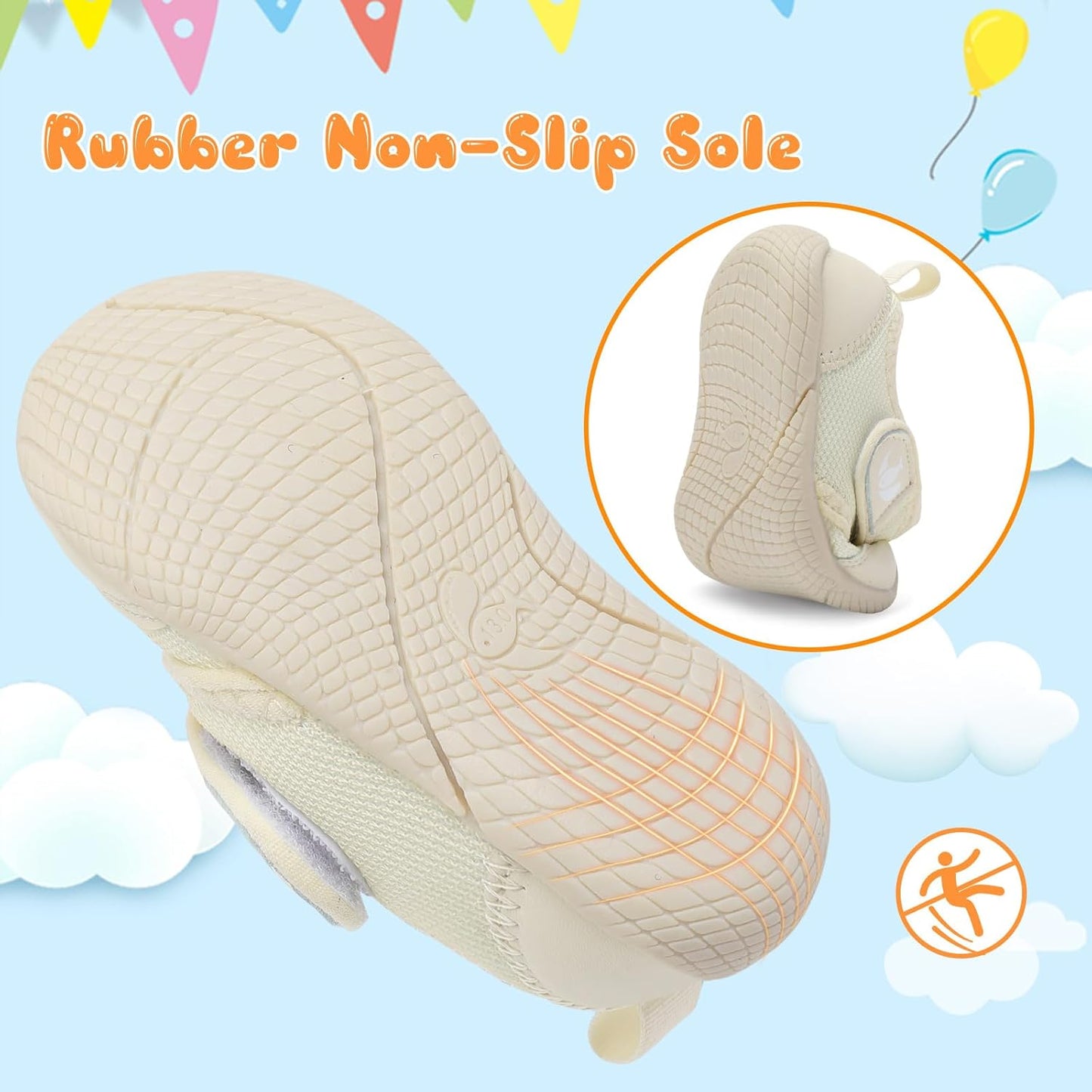 FEETCITY Baby First Walking Shoes Boys Girls Infant Sneakers Crib Shoes Breathable Lightweight Slip On Shoes