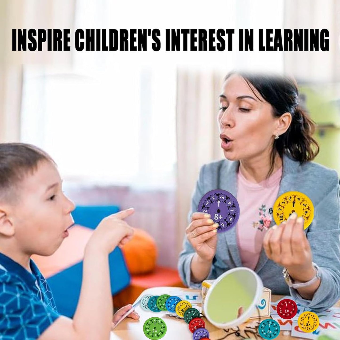 Math Fidget Spinners, Cool Math Fidget Spinners Toys, Funny Number Fidget Toy Learning Game, Multiplication Chat Game Fidget Toys for Adults Kids (MUL 9Pcs)