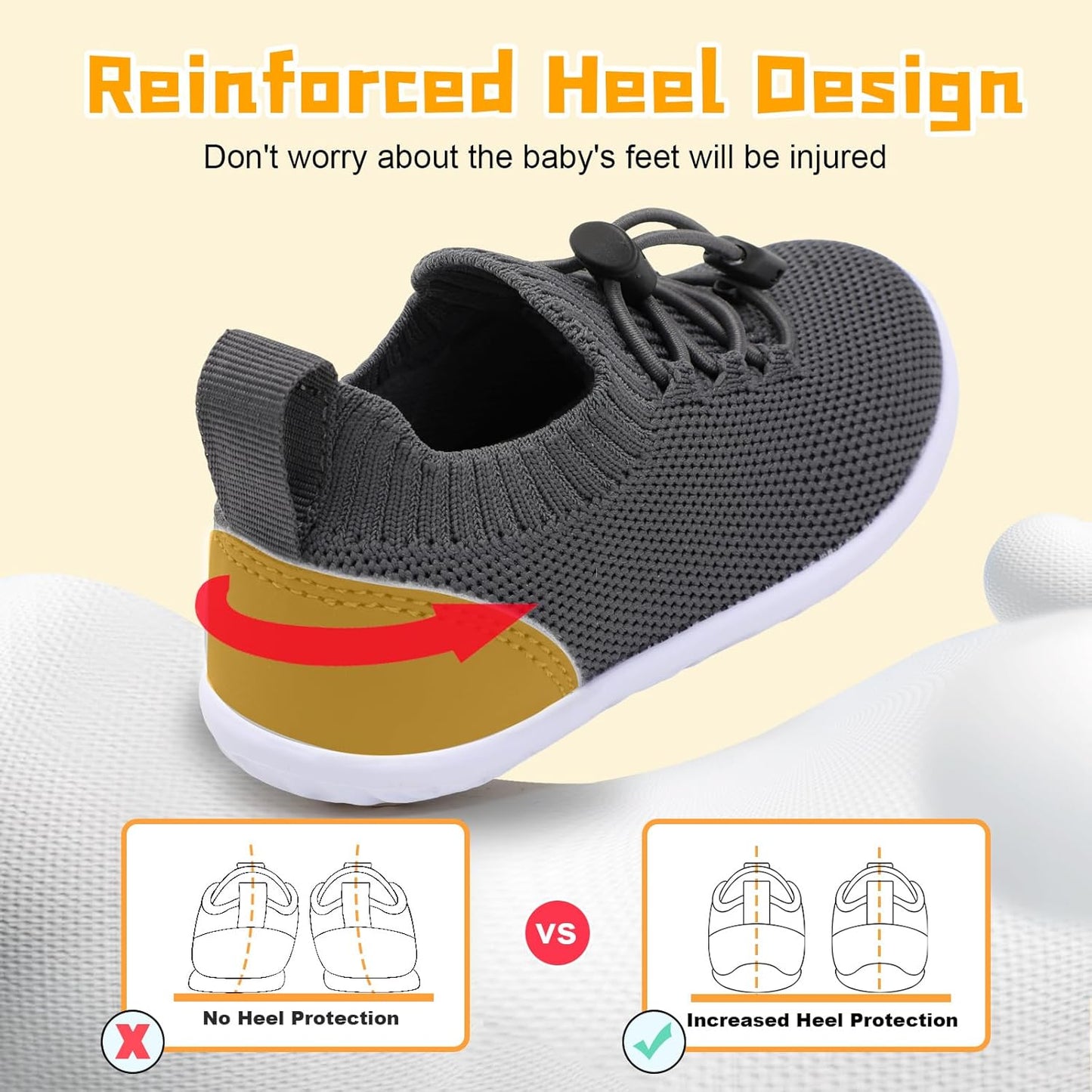 FEETCITY Baby Shoes Boys Girls First Walking Shoes Lightweight Infant Sneakers Slip On Shoe