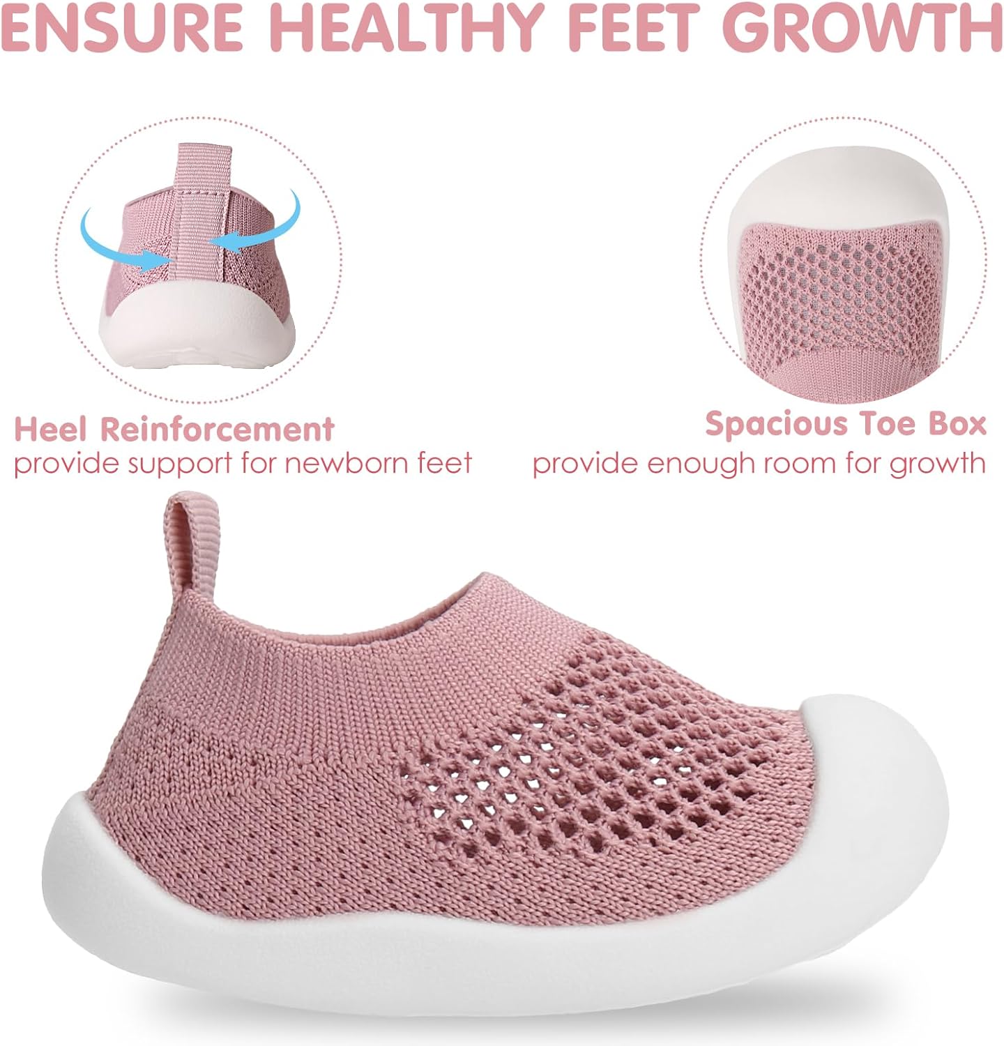 Baby Walking Shoes Toddler Girl Boy Soft Sole Breathable Mesh Slip on Summer Wide Shoes Infant Flexible Lightweight Non-Slip Safer Causal Tennis Shoes Toddler First Walkers Shoes Rubber Soles Outdoor