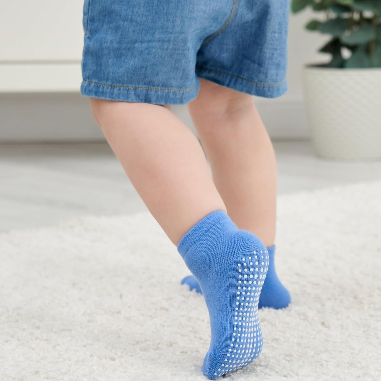Zaples Baby Non Slip Grip Ankle Socks with Non Skid Soles for Infants Toddlers Kids Boys Girls