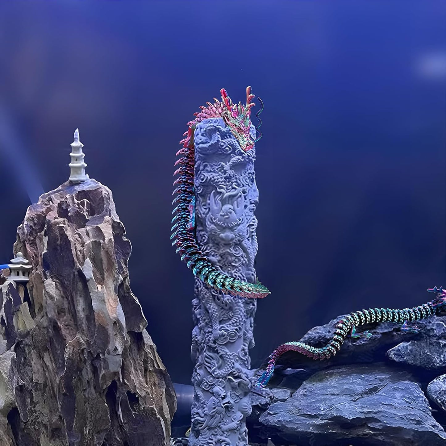 3D Printed Dragon Fidget Toy, 18in Surprise Mystery Dragon, Crystal Dragon Fidget Toy, Articulated Pye Dragon Fish/Display Cabinet/Home/Office Desktop Decor (Orange)