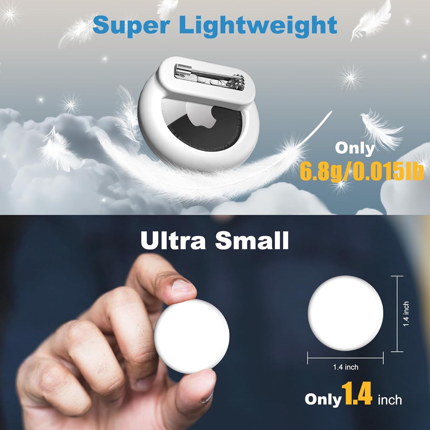 Tracker Holder for AirTag with Pin, Safe Hidden Lightweight GPS Tracker for Kids Compatible with Apple Air Tags for Child, Elderly, Pets Collar, Shoes (Black+White)