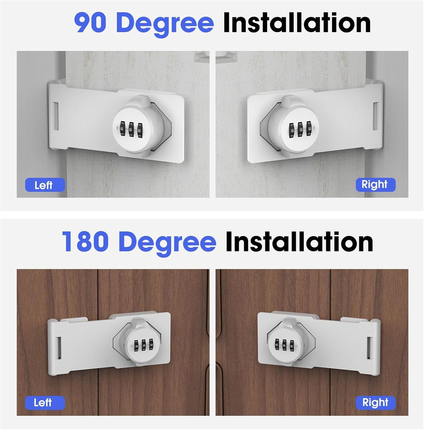 Mechanical Password Rotary Hasp Locks, Cabinet Locks with Combination, Door Security Gate Locks for Small Doors, Cabinets, Barn Door, Bathroom, Outdoor, Closet, Fence (2 Packs White)