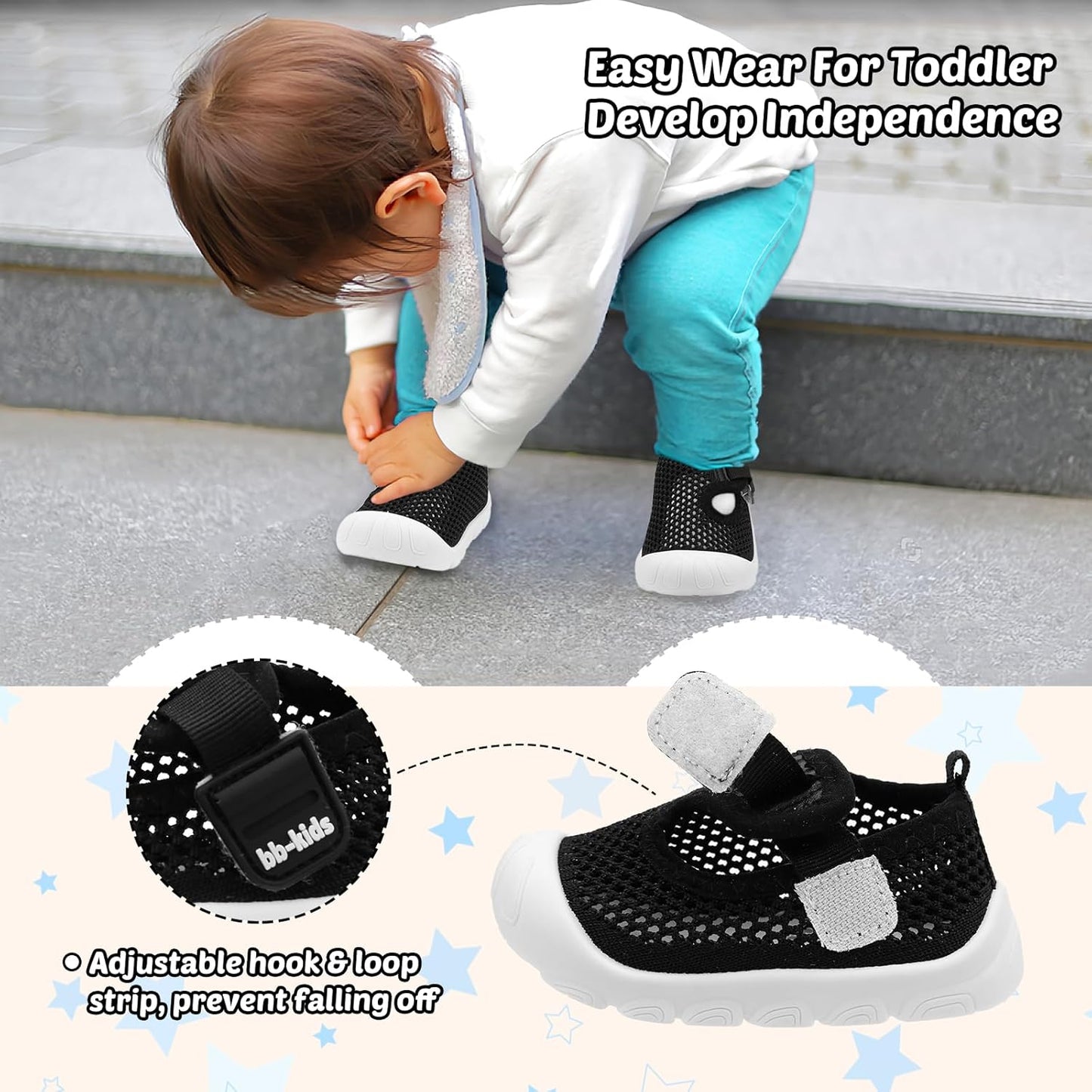 Baby Walking Shoes Toddler Girl Boy Soft Sole Breathable Mesh Slip on Summer Wide Shoes Infant Flexible Lightweight Non-Slip Safer Causal Tennis Shoes Toddler First Walkers Shoes Rubber Soles Outdoor