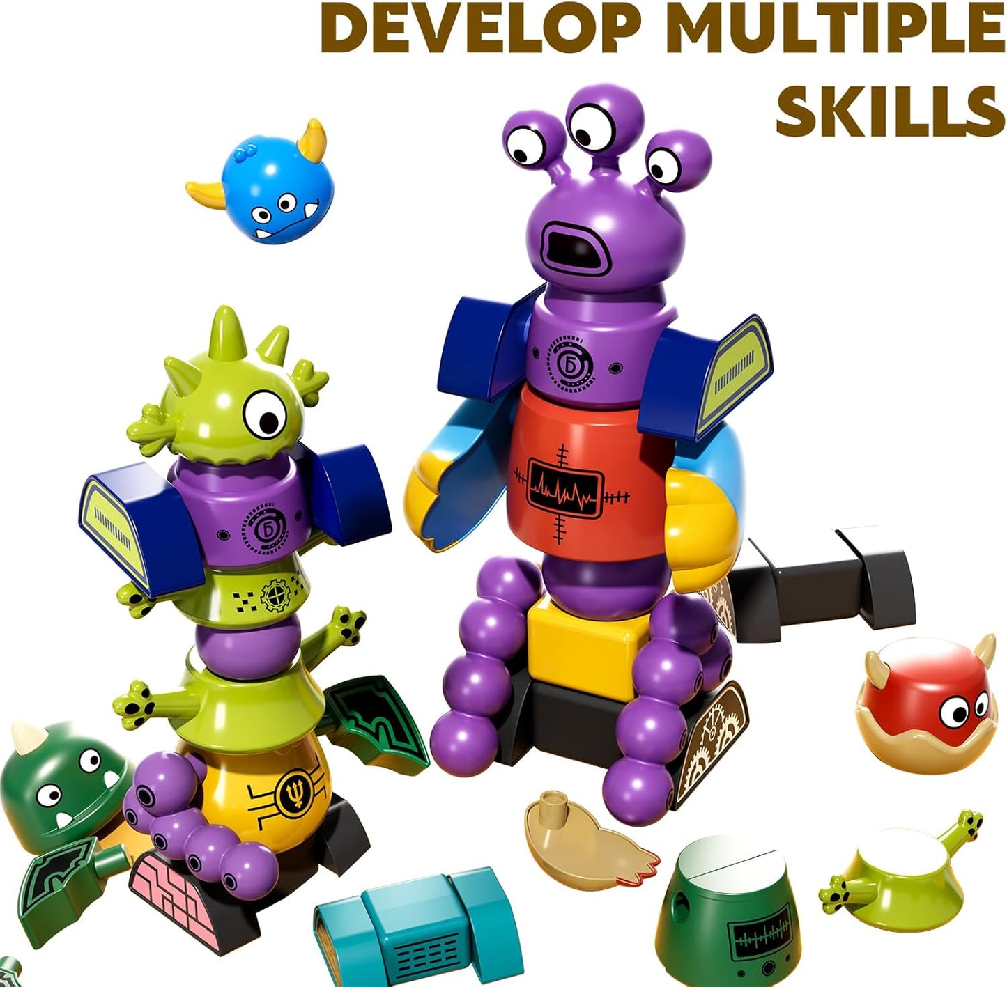 TEMI Magnet Robot Toy for Kids 3-5 Years Old - Monster Magnet Toys Stacking Transform Toys with Storage Box, Set for Boys Age 3 4 5 6 7 Years Old Boys, Christmas and Birthday Gifts