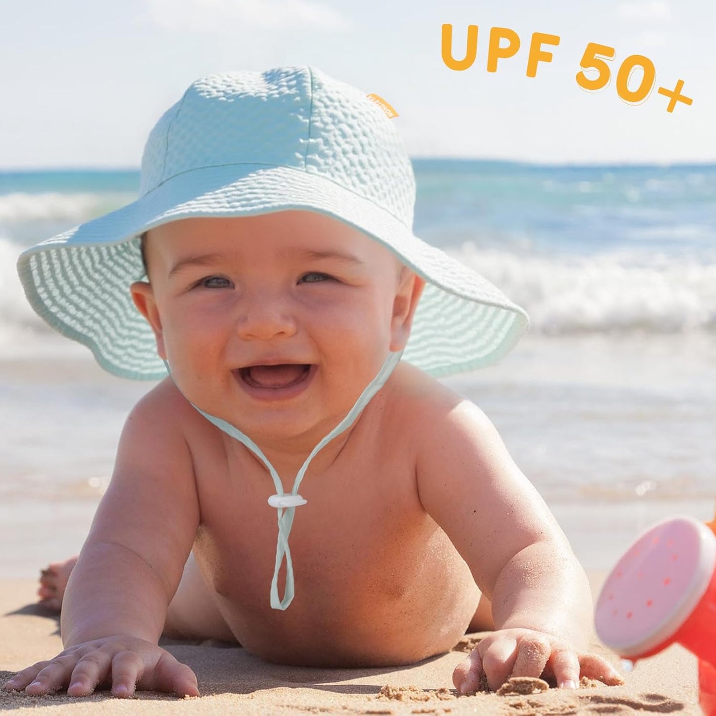 HONGTEYA Baby Sun Hat Toddler Girl Beach Hat Adjustable Outdoor Summer Hat UPF 50+ Sun Protection Wide Brim Infant Kids