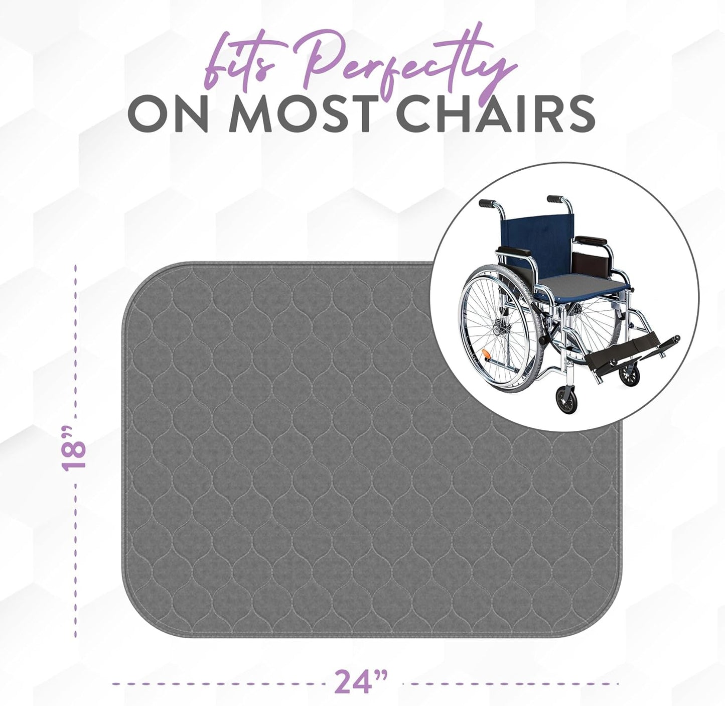 Inspire Underpads | Stain Hiding Gray Reusable Incontinence Bed Pads | Waterproof Mattress Pad | for Adults Babies and Dogs (18 X 24 - 3 Pack)