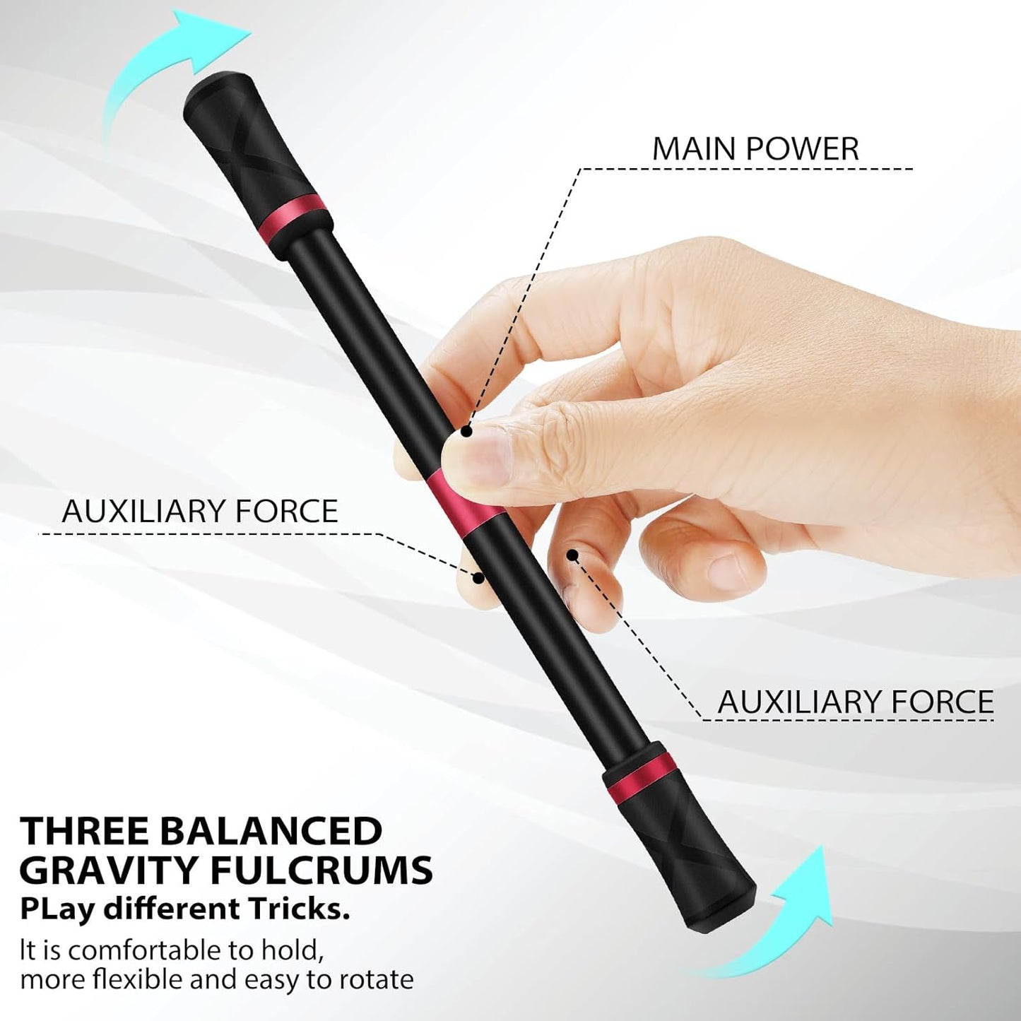 2 Pieces Pen Spinning Spinner Pen Gaming Pen Spinning Mod Gaming Spinning Pens Flying Spinning Pen Finger Rotating Pen for Kids Adults Office Supplies with Instruction Manual (Red)