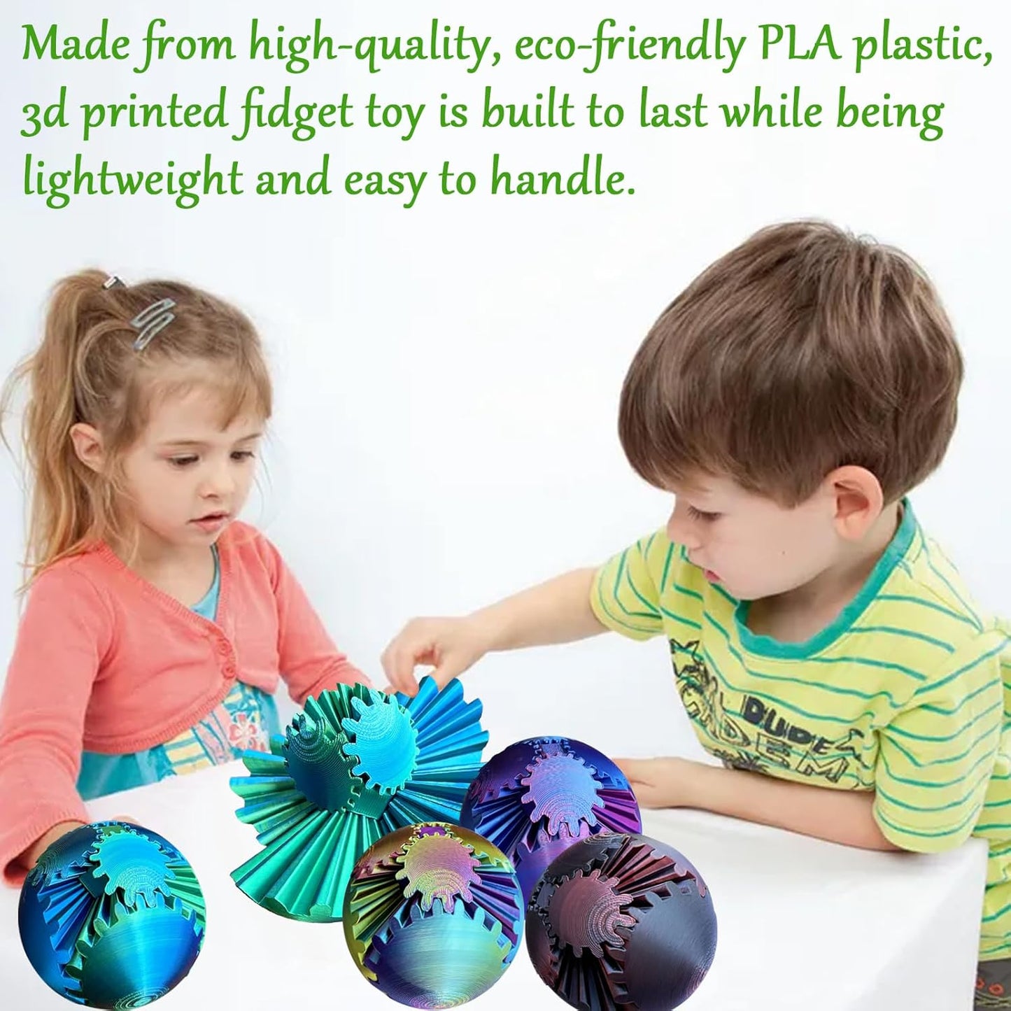 Gear Ball, Gear Sphere, 3D Printed Gear Ball Spin Ball or Cube Fidget Toy, Stress Ball, Fidget Ball, Gear Toy for Stress and Anxiety Relaxing (Color A)