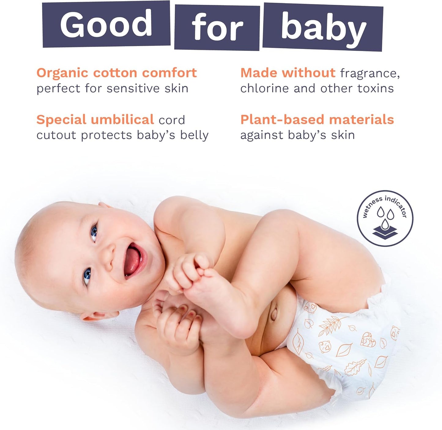 Pura Hypoallergenic Diapers, Size 1 (4-11lbs), Newborn, Totally Chlorine Free, Wetness Indicator, Suitable for Sensitive Skin, Soft Organic Cotton Comfort, Overnight, 3 Packs of 32 (96 Baby Diapers)