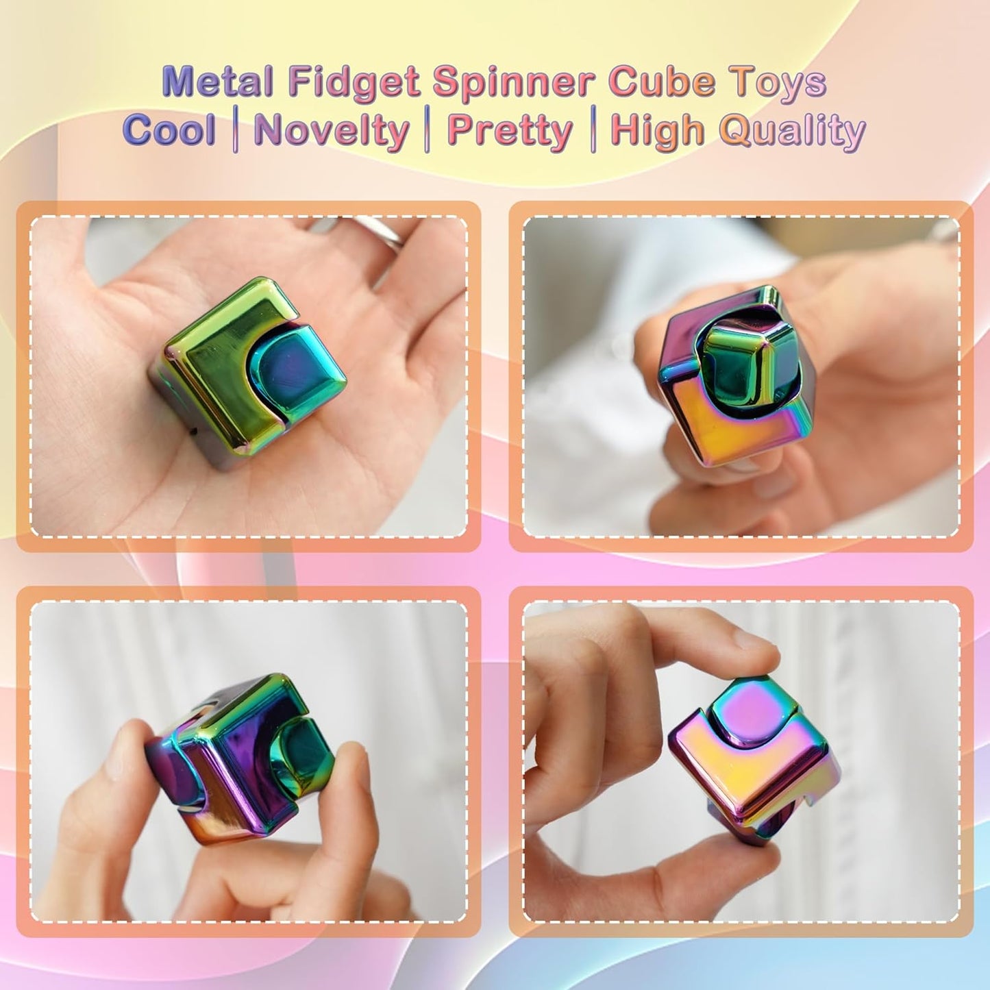 Desk-Fidget-Toys Spinner-Cube: Cool-Gadgets Metal Kinetic-Desk-Toys Office EDC-Toy, ADHD Tools Cool-Stuff Thing Stress Relief Toy Gift for Kids Children Teens Adults Christmas Women Men