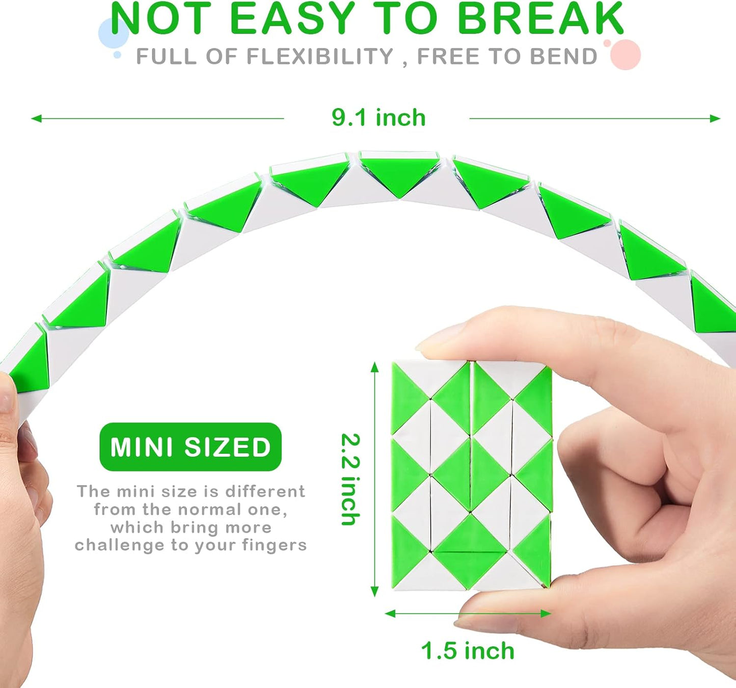 60 Pack Sensory Fidget Snake Cube 24 Blocks Twist Puzzles Toys Mini Snake Fidget Toy for Kids Teens Party Bag Fillers Party Favors