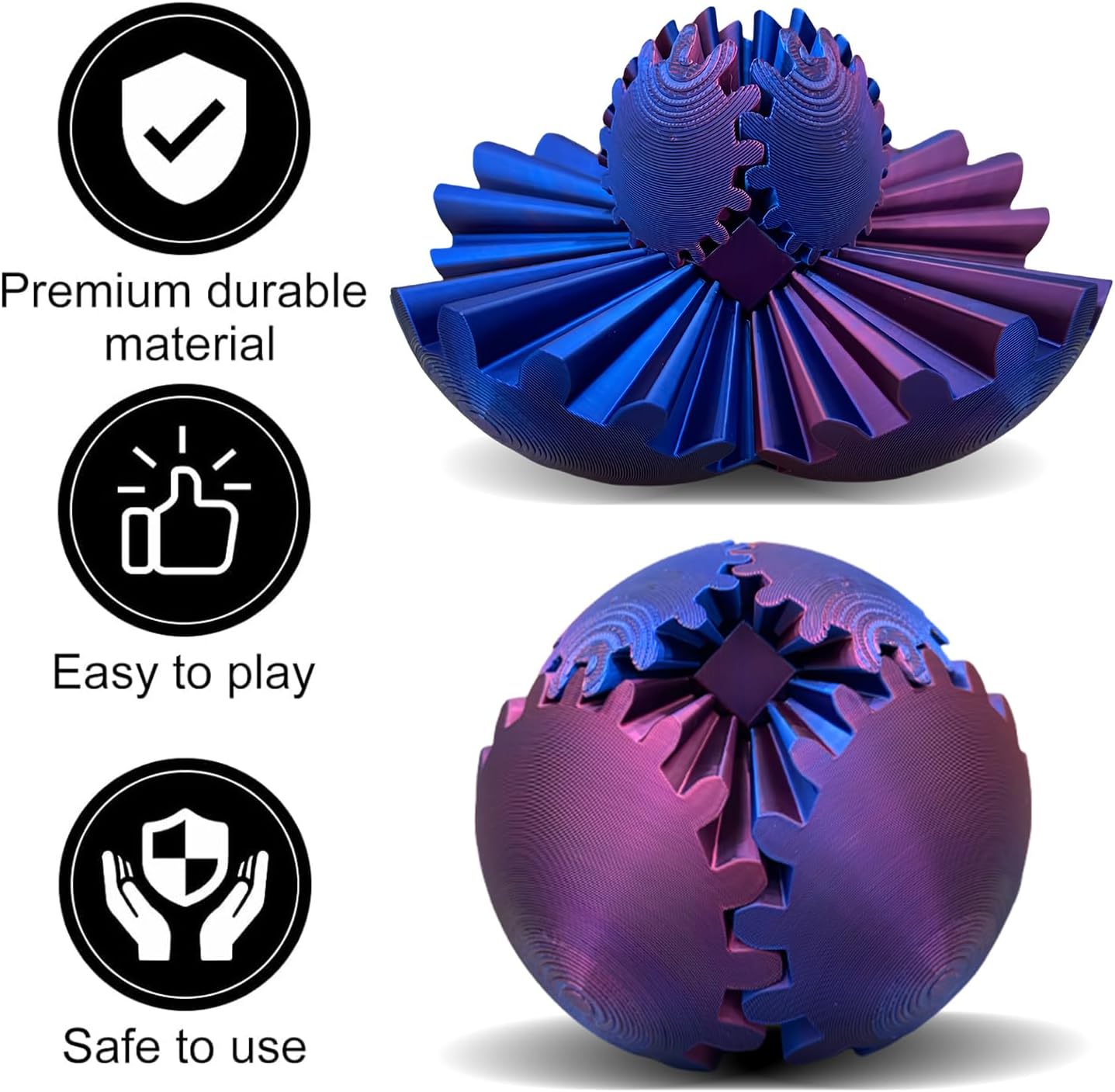 Gear Ball 3D Printed, The Steampunk Whirling Wonder Fidget Ball Toy, Gear Ball 3D Model Cube Fidget Toy, Funny Stress & Anxiety Relaxing Fidget Toy for Adults & Kids (Yellow&Blue)