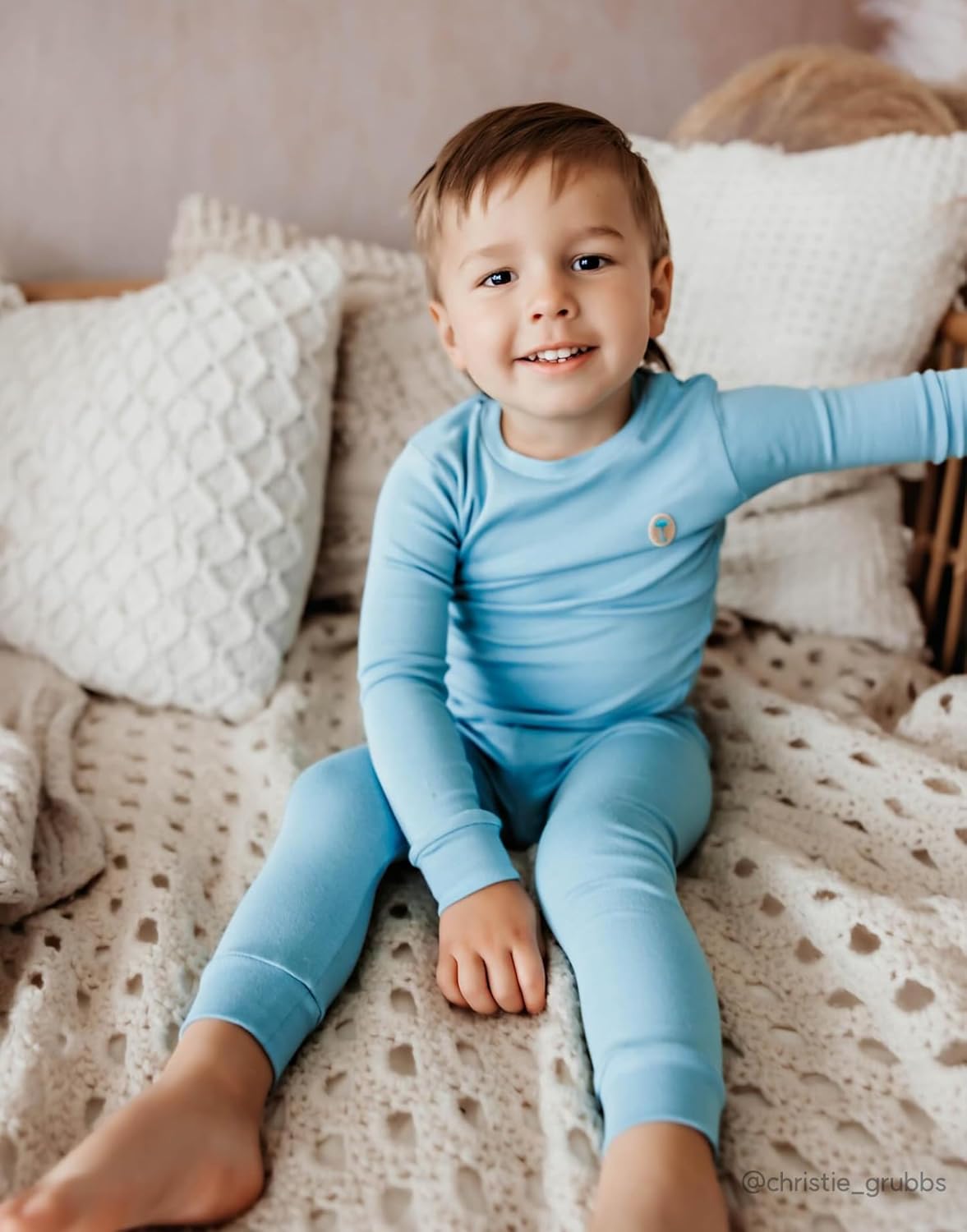 moimoln 6M-8Y Modal Cotton Solid Soft Breathable Baby Toddler Boys Girls Snug fit Pjs Long Sleeve Pajamas Set Sleepwear Daily