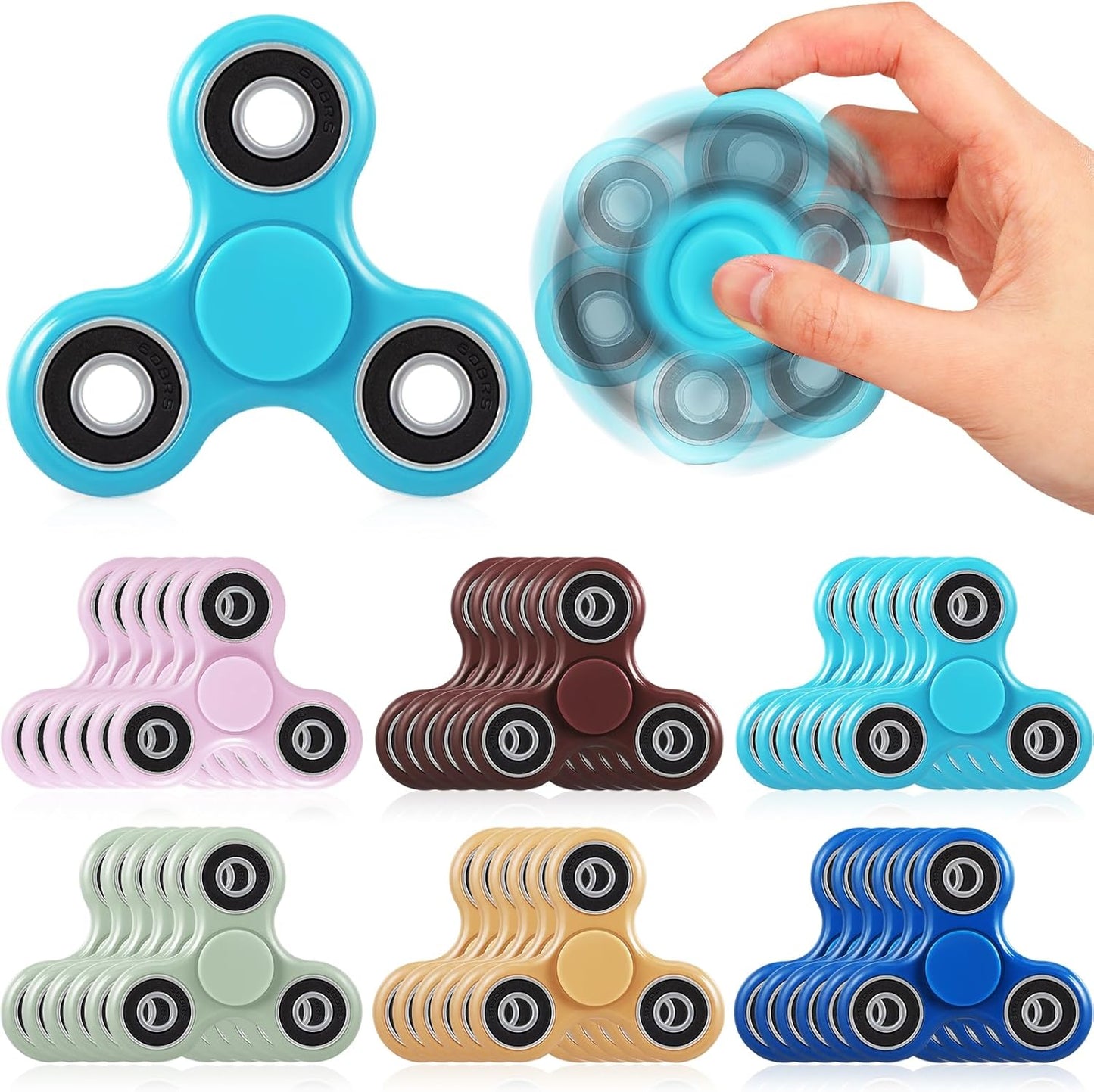 6 Pcs Fidget Spinner Toy Hand Fidget Spinner Bulk Sensory Fidget Toy Adults Fidget Spinners for Adults Kids Party Favors Classroom Prizes Gift Bag Fillers Fidget Relief Toys, 6 Colors