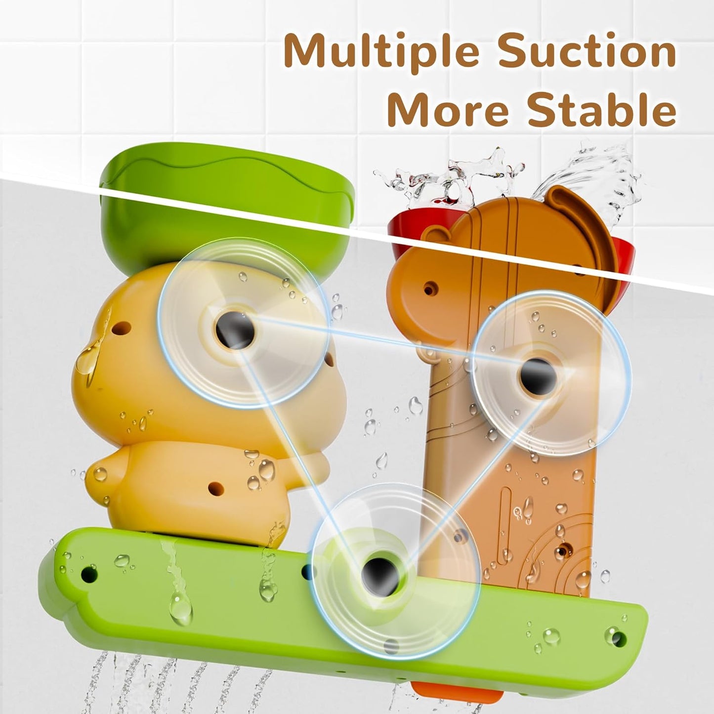 iPlay, iLearn Bath Toys for Toddlers 1-3, Baby Waterfall Bathtub Toy W/ Suction Cup, Kids Bath Tub Shower Playset, Infant Bathtime Fun Summer Pool Birthday Gift 18 24 Month, 2-4, 3-5 Year Old Girl Boy