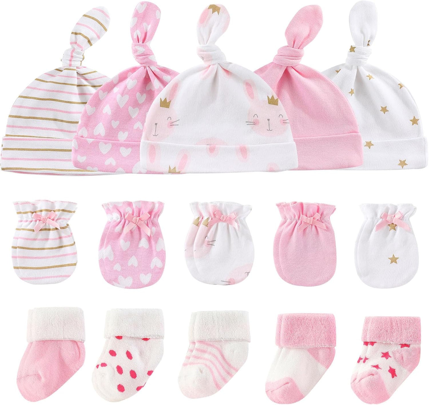 Baby Hats Mittens and Socks Set Cotton Newborn Hat Beanie Soft Infant Girls Boys Caps Gloves 0-6 month