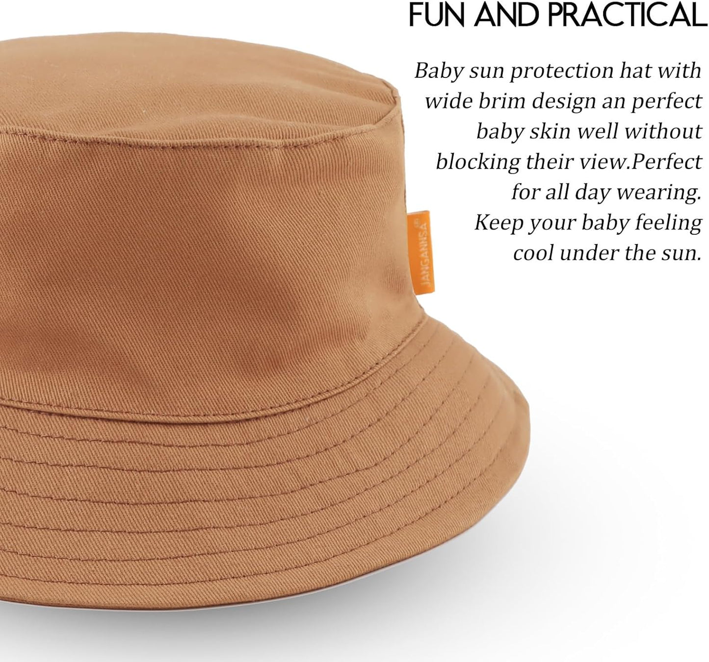 JANGANNSA Cotton Baby Sun Hat Infant Toddler Boys Girls Bucket Hats Summer Sun Protection Kids Beach Caps