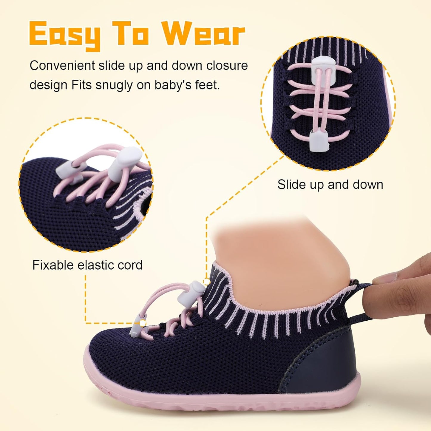 FEETCITY Baby Shoes Boys Girls First Walking Shoes Lightweight Infant Sneakers Slip On Shoe