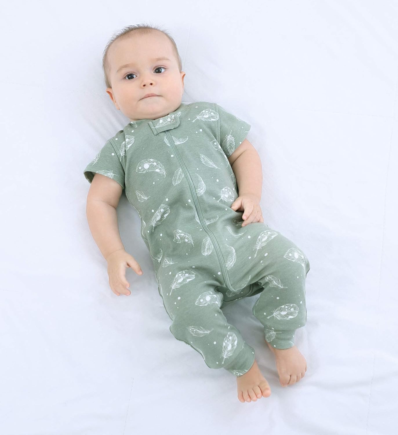 Owlivia Baby Boy Romper, Unisex Short-sleeve Summer Outfit, 100% Organic Cotton Girl One-Piece Jumpsuit