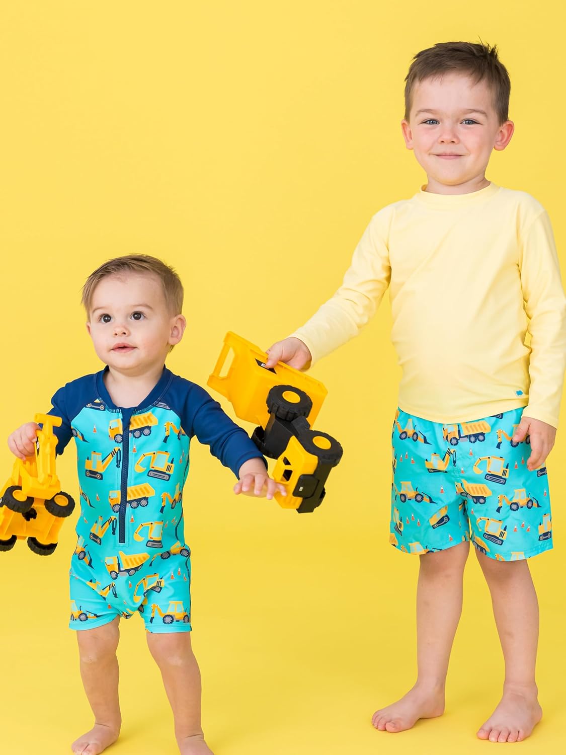 RUGGEDBUTTS Baby/Toddler Boy Swimsuit, One Piece Zipper Rash Guard Sunsuit with UPF 50+ Sun Protection