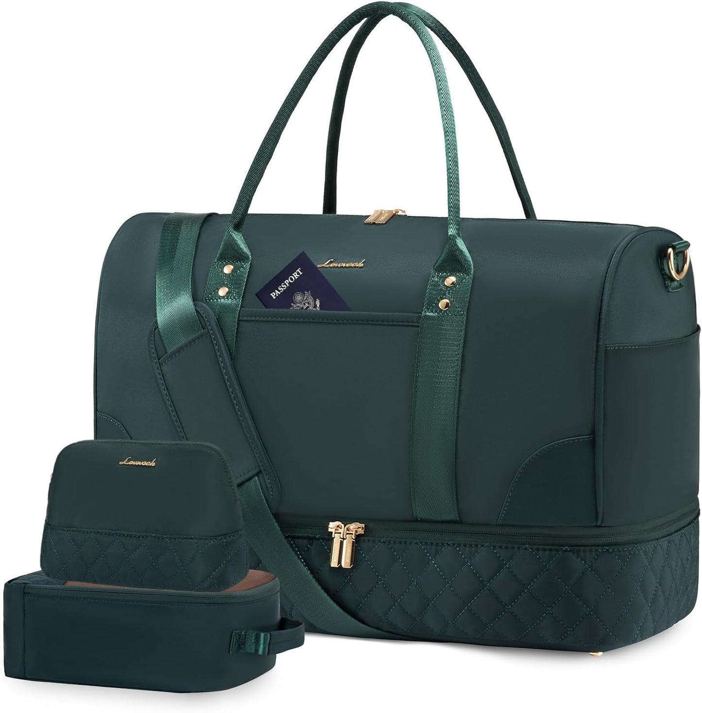 LOVEVOOK Travel Bag,Weekender Bag for Women Travel Duffle Bag with Shoe Compartment,Carry on Overnight Bag with Wet Pocket,Gym Yoga Duffel Bag,Hospital Bags for Labor and Delivery,3 Pcs Set