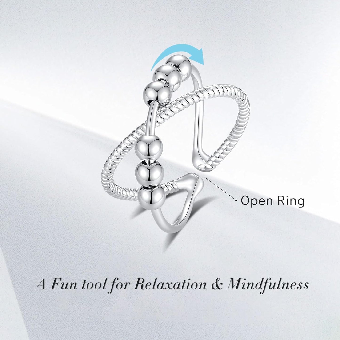 INFUSEU Funny Spinner Fidget Rings for Women Girls Anti Anxiety Stress Worry, Adjustable Size