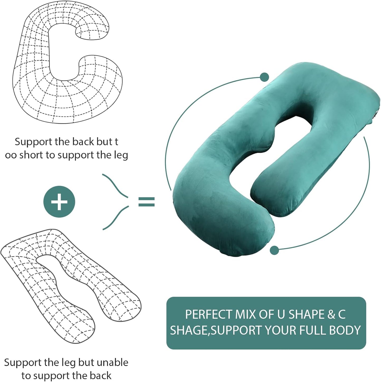 BATTOP Pregnancy Pillows for Sleeping,Full Body Maternity Pillow with Removable Cover,Support for Back,HIPS,Legs,Belly for Pregnant Women,Pregnancy Must Haves