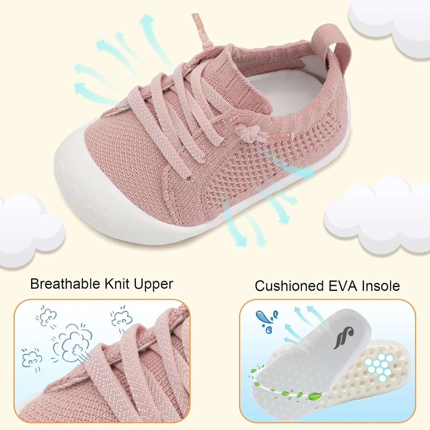 JIASUQI Baby Shoes for Toddler Boys Girls Sneakers Slip on Walking Shoes for Babies
