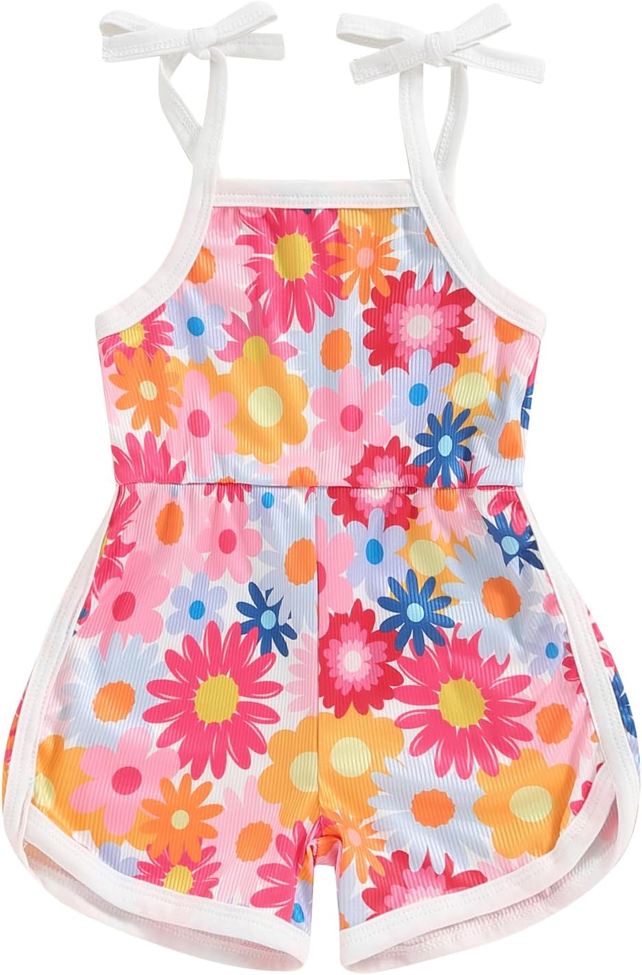 WZTYYDS Toddler Baby Girl Summer Clothes Floral Romper Tie-Up Strap Halter Jumpsuit Infant Summer Sling Playsuit 6M-3T