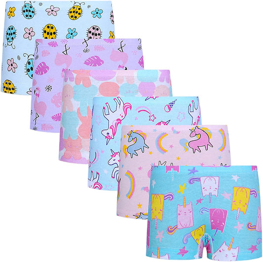 Cczmfeas Girls Hipster Cotton Underwear Boyshort Panties 6 Pack