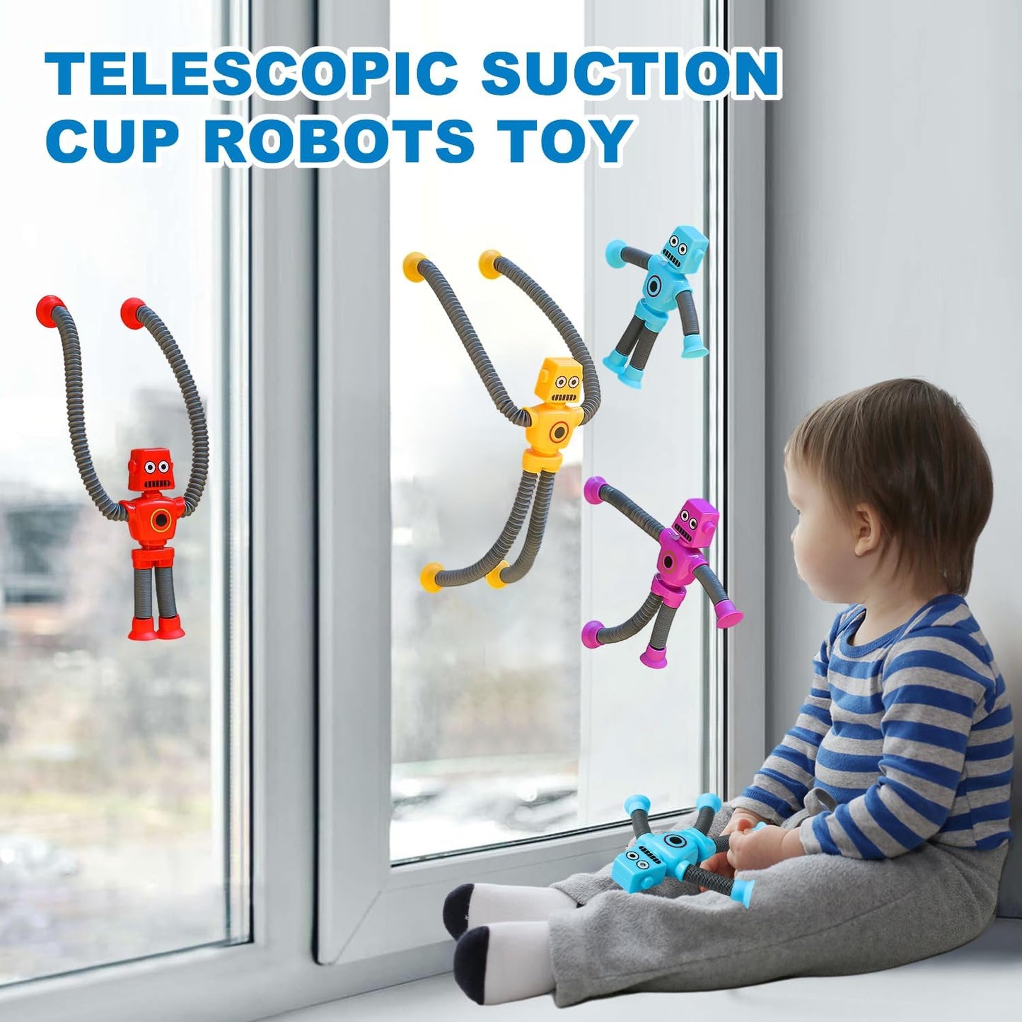 Telescopic Robot Suction Cup Toy, Pop Tubes Fidget Toys for Kids,Shape Changing Tube sensory Toys,Autism Sensory Toys,Imagination creativity educational toys for for Girls & Boys
