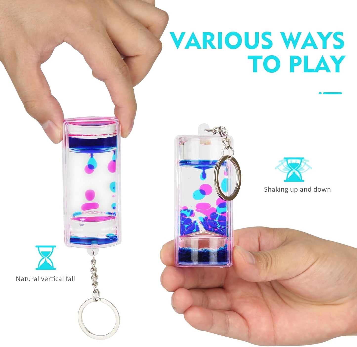 Liquid Motion Bubbler Key Chain Pack of 4 Great Desktop Colorful Hourglass Liquid Bubbler Small Calming Relaxing Toys