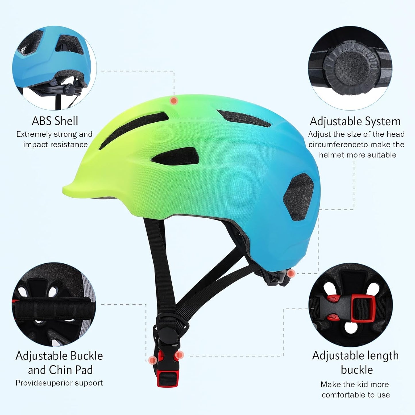 Adjustable Toddler Helmet, Kids Bike Helmets for Boys Girls 3-5/4-6/5-8 Years, Protective Gear Set for Bicycling/Skateboarding/Rollerblading/Scootering