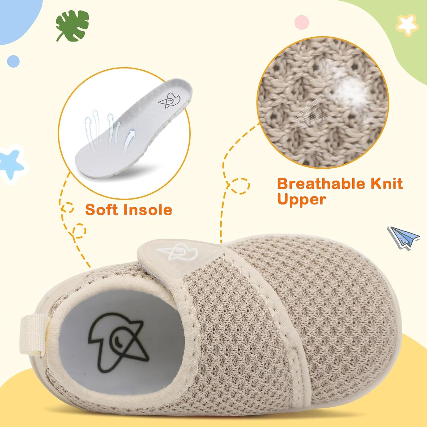 LeIsfIt Baby Shoes Boys Girls First Walking Shoes Non-Slip Infant Sneakers Lightweight Slip-on Crib Sneakers for First Walkers