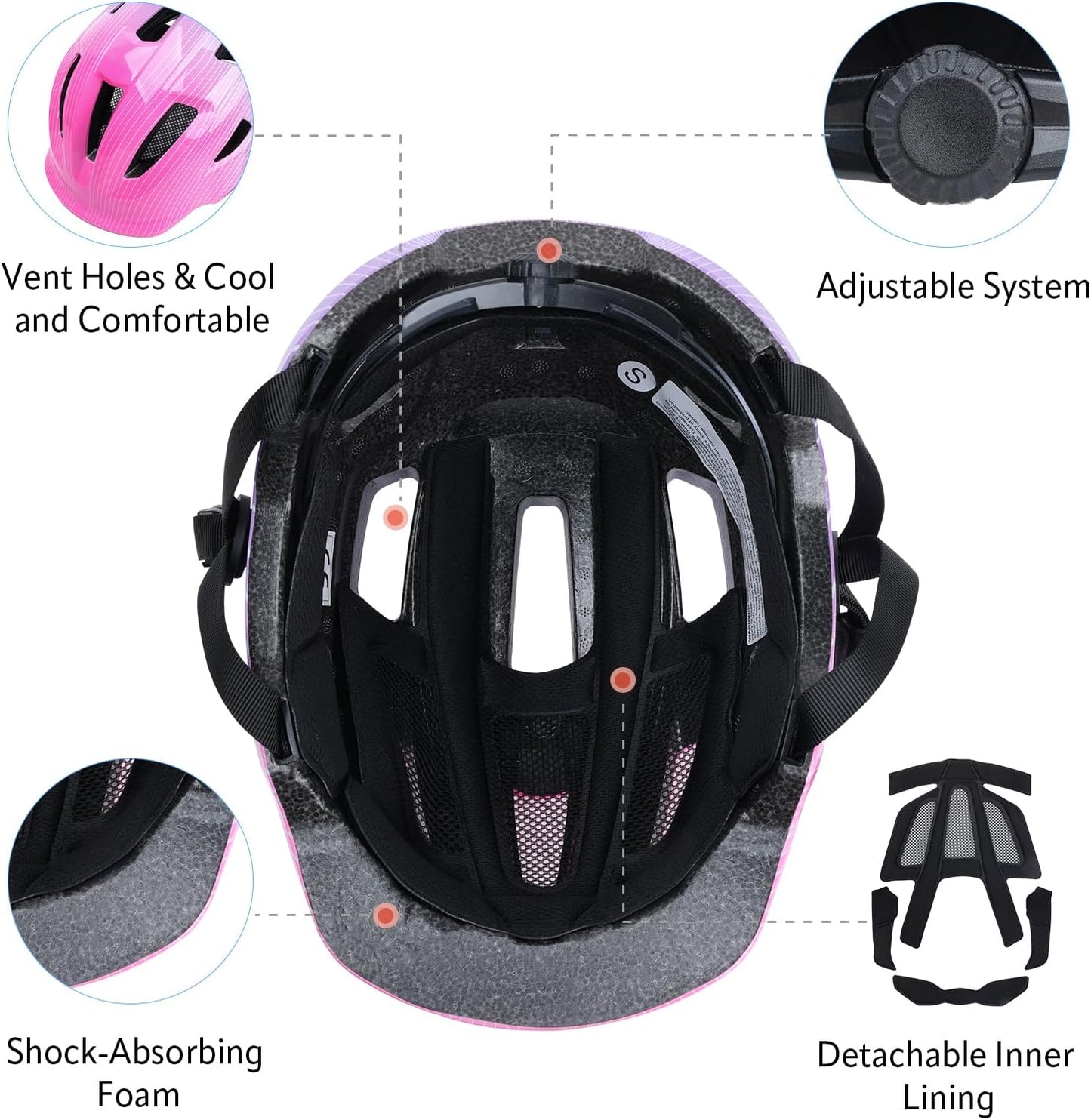Adjustable Toddler Helmet, Kids Bike Helmets for Boys Girls 3-5/4-6/5-8 Years, Protective Gear Set for Bicycling/Skateboarding/Rollerblading/Scootering