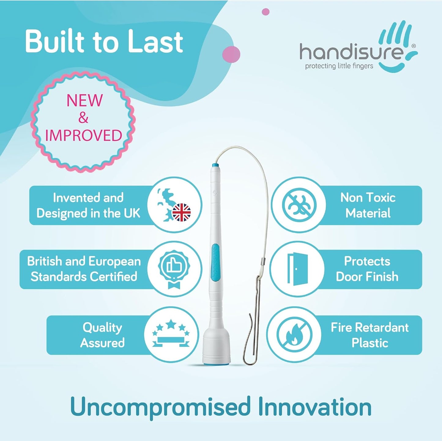 Child Door Safety Door Pinch Guard. Automatic, Hinge & Lock Side Safety, Reliable, Multiple Awards & Unique, Baby Door Stopper. Easy to Install & Build to Last Finger Guard for Door