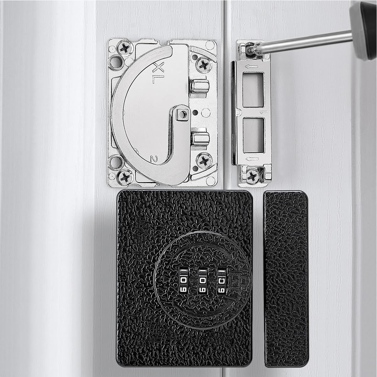 Black Cabinet Lock,3 Digit Password Keyless,Anti Pry Mechanical Password Lock,Protect Privacy,for Drawer,Cabinets,Locker, Closet,Windows,Sliding Door,Bathroom,and Garden
