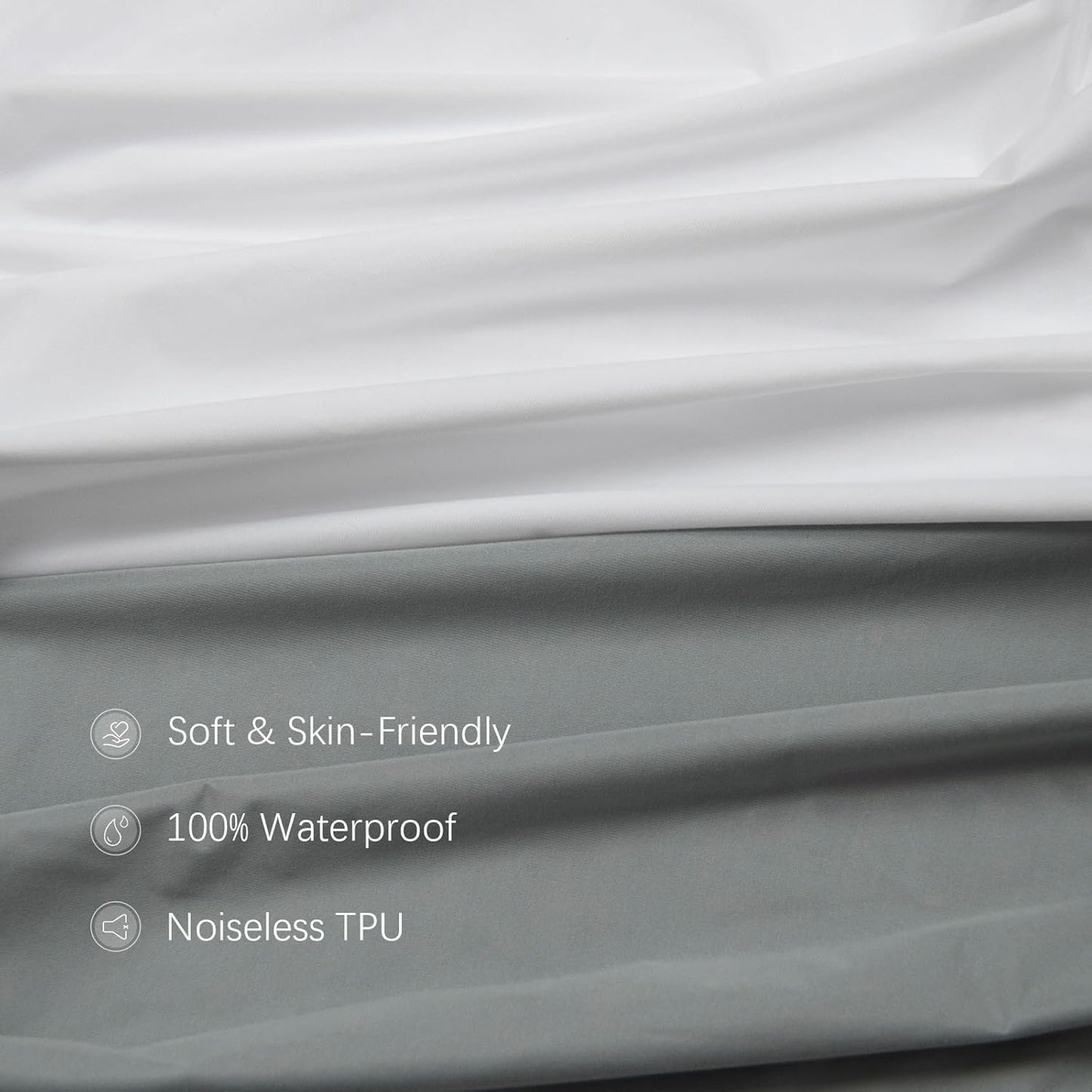 Crib Sheets Waterproof 2 Pack, Crib Mattress Protector, Toddler Fitted Crib Sheet Neutral, Ultra Soft & Breathable Toddler Bed Sheets for Boys and Girls, Grey & White