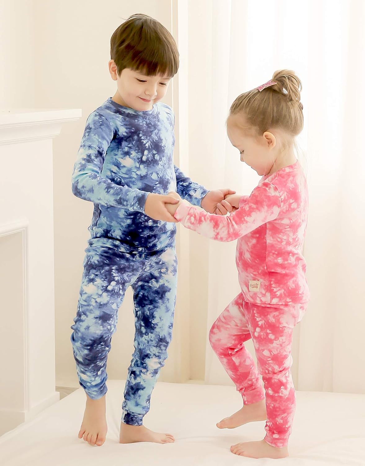 VAENAIT BABY 12M-12Y Toddler Kids Boys Girls 100% Cotton Marbling Tiedye Sung Fit Sleepwear Pajamas 2pcs Pjs Set